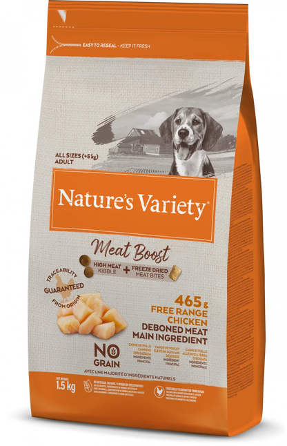 Nature's Variety Meat Boost Free Range Chicken Adult Dry Dog Food 1.5Kg