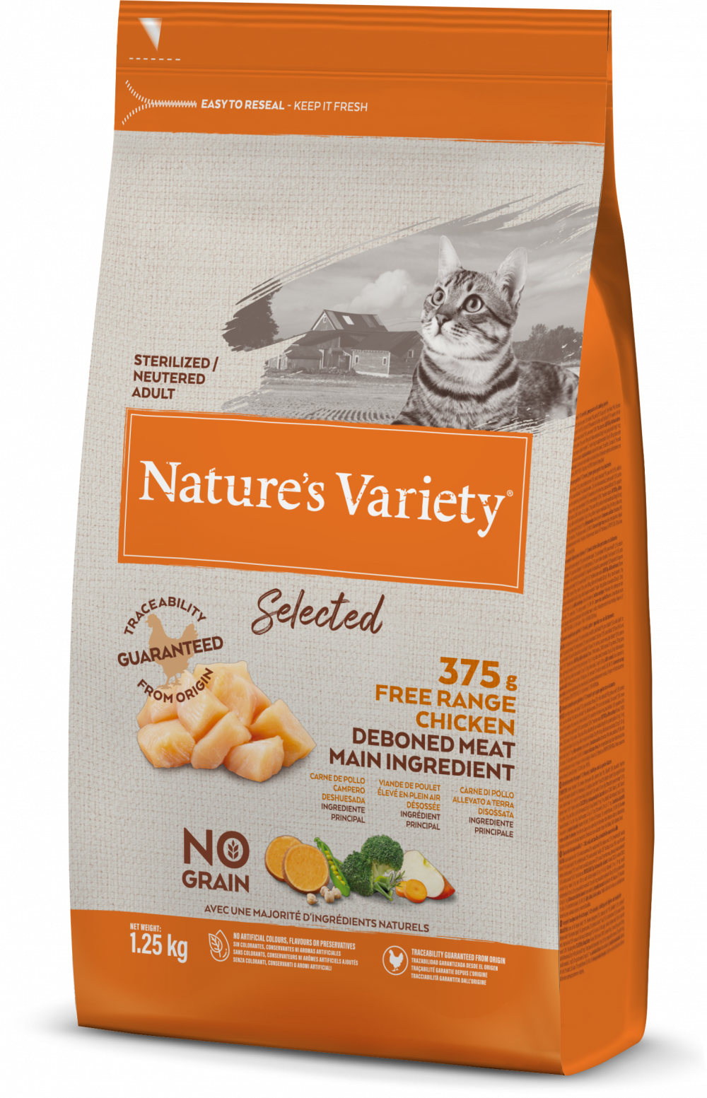 Nature's Variety Selected Free Range Chicken Adult Dry Cat Food 1.25kg
