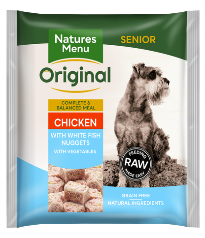 Natures Menu Frozen Senior Chicken Fish Dog Food Nuggets 1kg