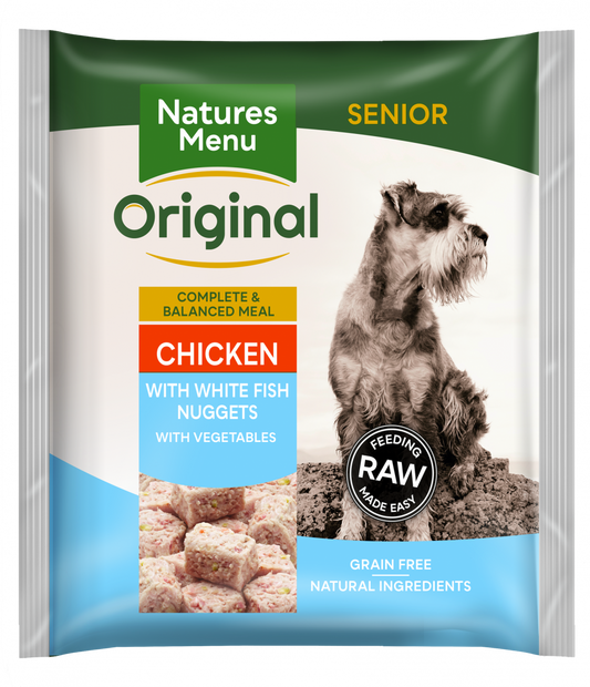 Natures Menu Frozen Senior Chicken Fish Dog Food Nuggets 1kg