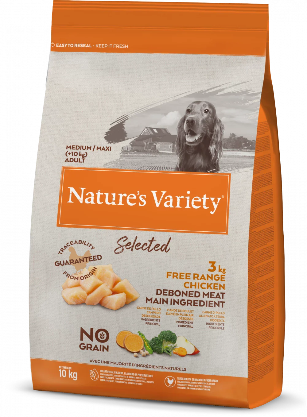 Nature's Variety Selected Free Range Chicken Medium/Maxi Adult Dry Dog Food 10Kg