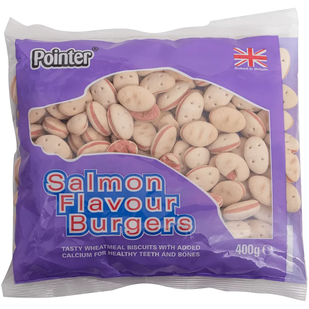 Pointer Salmon Burgers Dog Treats 400g