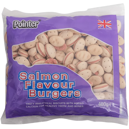 Pointer Salmon Burgers Dog Treats 400g