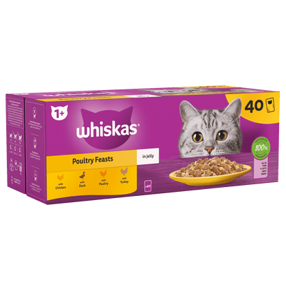 Whiskas 1+ Adult  Poultry Feasts in Jelly Wet Cat Food