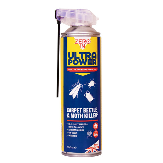 Zero In Carpet Beetle & Moth Killer Dual Action Aerosol 500ml